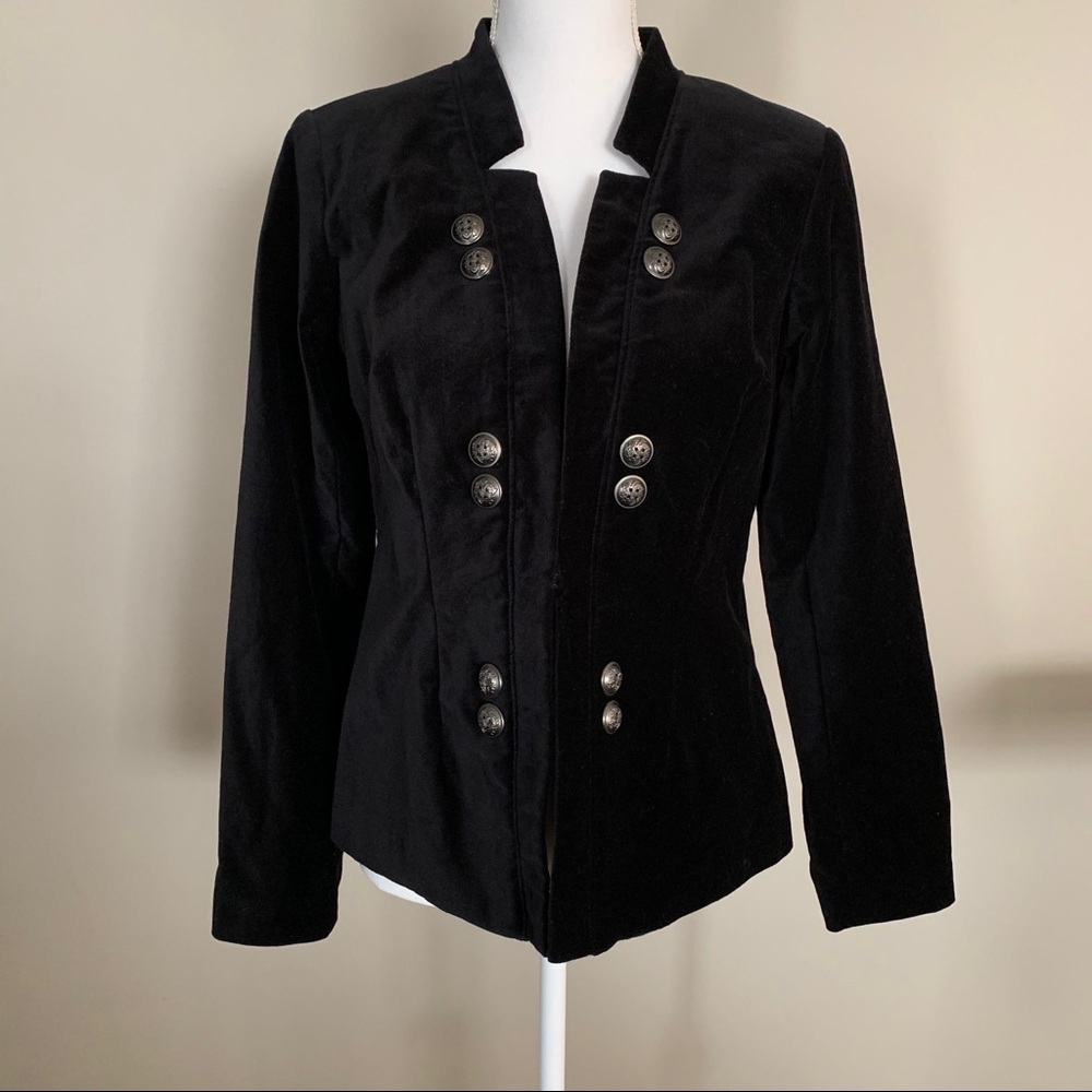 NWOT Du Jour Stretch Velvet Blazer front buttons Size 4 - Picture 2 of 5